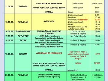 Termini od 07.09. - 20.09.2026.